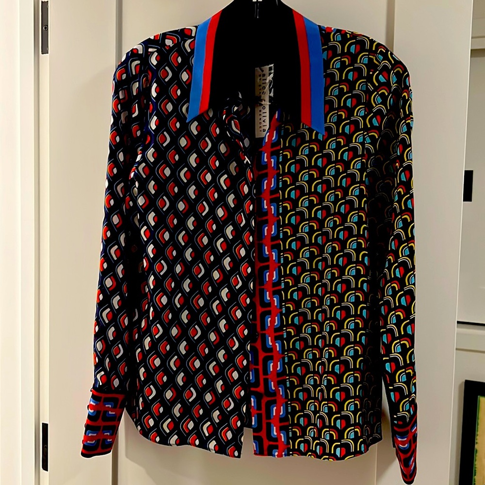 NWT Alice + Olivia Multicolor Silk Blouse
